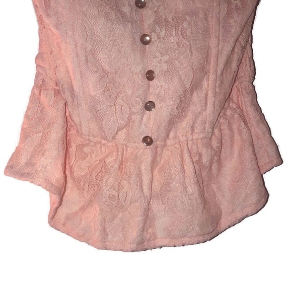 NWT PINK LACE PEPLUM TUBE TOP - Picture 4 of 6